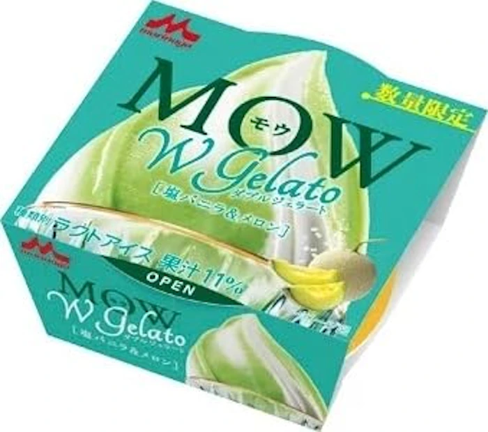 森永乳業 MOW(モウ)Wジェラート 塩バニラ&メロン 1枚目