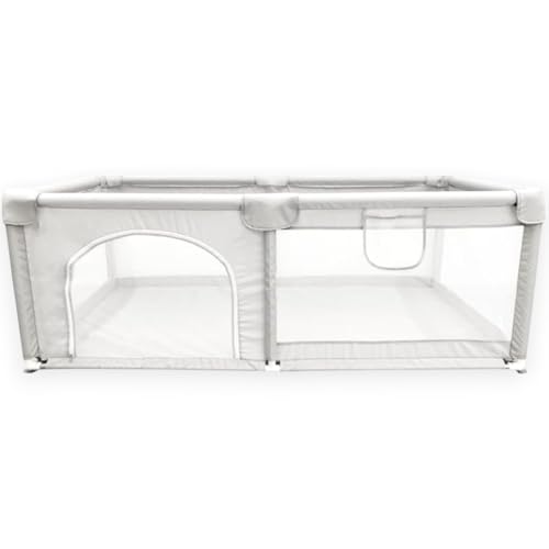 ベビーサークル Hugmuu 長方形 180cm×90cm コンパクト スリム メッシュ サークル 扉付き プレイヤード 自立式 ベビーゲート ベビー フェンス 滑り止め 洗濯可能 洗える 赤ちゃん 子供 C180-90 1枚目