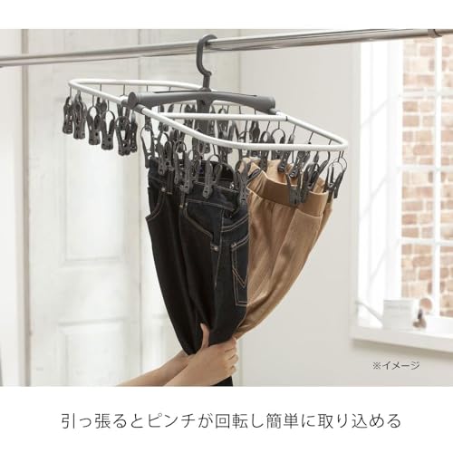 カインズ(CAINZ) 引っ張って取り込みやすい インテリアハンガー 40ピンチ 洗濯角ハンガー 幅65cm 奥行35cm 高さ27cm 洗濯 ハンガー 角型 3枚目