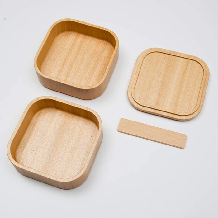 三好漆器 天然木製 青桐 プチ弁当箱 二段 四角 3枚目