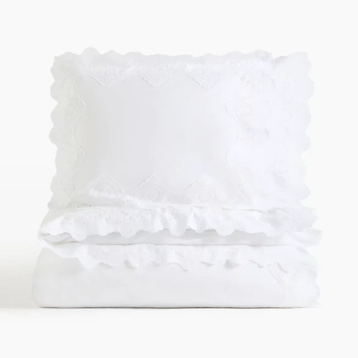 H&M home イギリス刺繍掛け布団カバーセット ダブル/キング 1枚目
