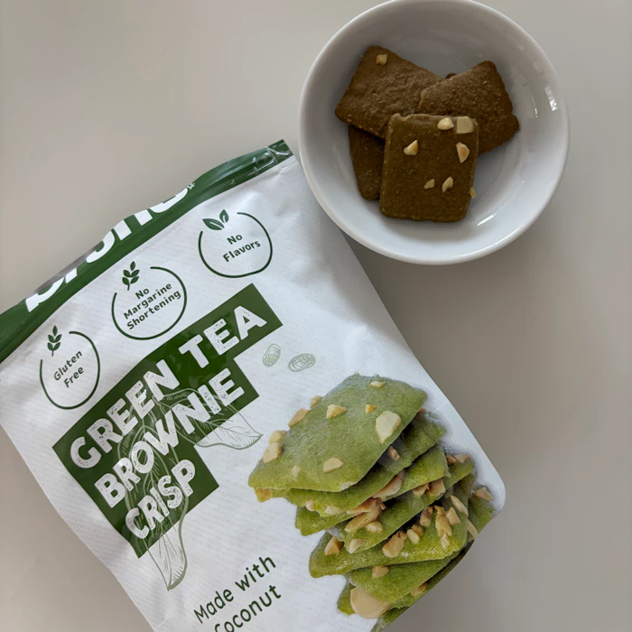ブルーノ クリスピー ブラウニー 60g グリーンティー 2袋 グルテンフリー 小麦粉不使用 ココナッツ粉 ヘルシー クランチ食感 抹茶 クッキー スナック おやつ お菓子 7RabbitRiograndeオリジナルステッカー付 【商標登録番号 第6667215】 1枚目