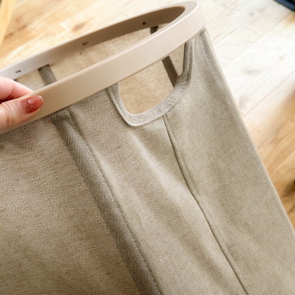 ＼1000円OFF！4/15／＼2990→1990円／sakuraku 洗濯カゴ ランドリーバスケット 折りたたみ 洗濯物入れ スリム 大容量 持ち手付き 撥水 おしゃれ 洗濯かご 軽量 隙間 収納 洗面所 コンパクト ベージュ ＼6cmすき間 収納／＼0.5秒 折りたたみ／ 2枚目