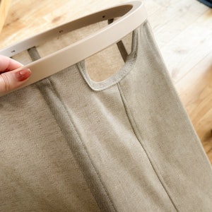 \1000円OFF!4/15/\2990→1990円/sakuraku 洗濯カゴ ランドリーバスケット 折りたたみ 洗濯物入れ スリム 大容量 持ち手付き 撥水 おしゃれ 洗濯かご 軽量 隙間 収納 洗面所 コンパクト ベージュ \6cmすき間 収納/\0.5秒 折りたたみ/ 2枚目