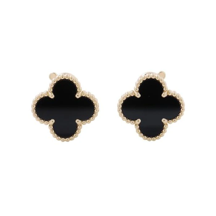 Van Cleef & Arpels ヴィンテージ アルハンブラ イヤリング 18K イエローゴールド, オニキス 1枚目