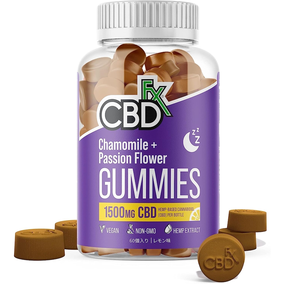 CBDfx CBDfx 高濃度睡眠グミ 60 粒 CBD 1500mg (1 粒につきカモミール 10mg / パッションフラワー 10mg / レモンバーム 10mg / CBD 25mg) 配合 (30 日間分) 1枚目