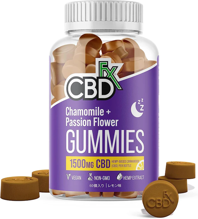 CBDfx CBDfx 高濃度睡眠グミ 60 粒 CBD 1500mg (1 粒につきカモミール 10mg / パッションフラワー 10mg / レモンバーム 10mg / CBD 25mg) 配合 (30 日間分) 1枚目