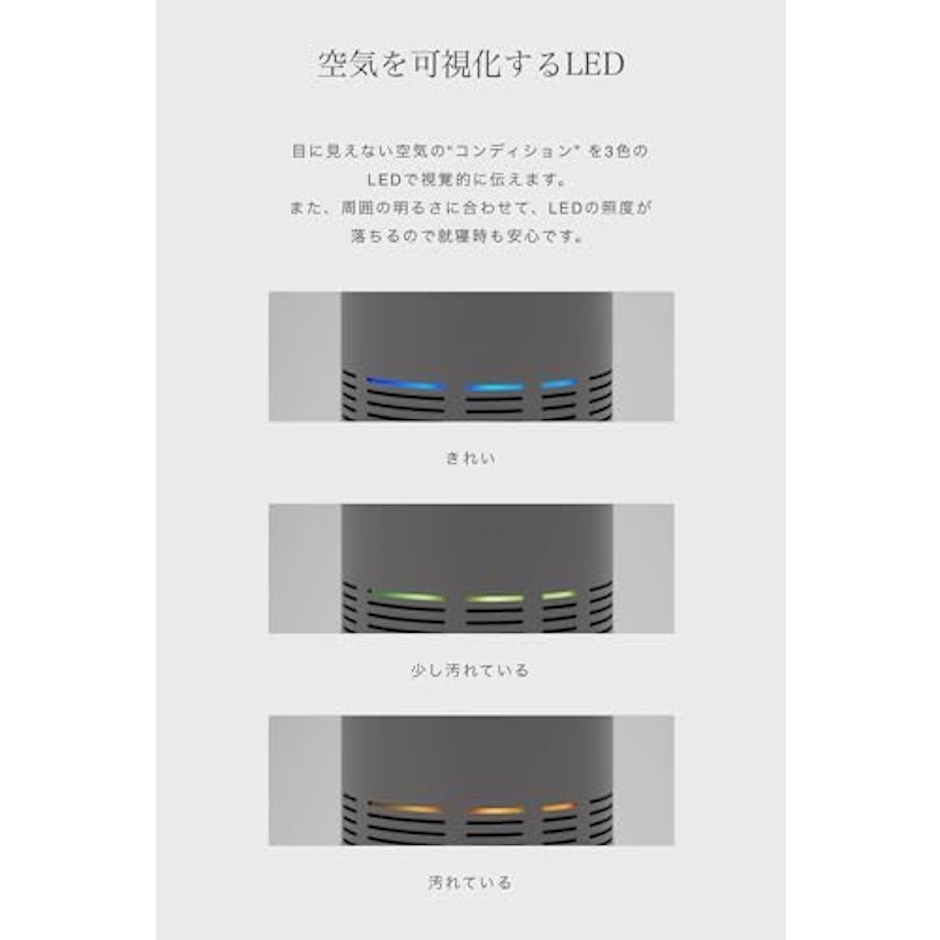cado cado(カドー)LEAF 320i (クールグレー)空気清浄機 花粉対策 除菌 ウイルス対策 脱臭 ハウスダスト ほこり 6枚目