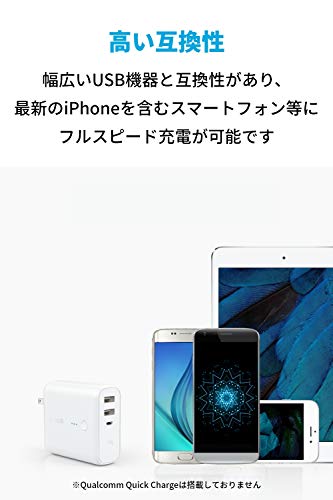 Anker PowerCore Fusion 5000 (モバイルバッテリー 搭載 USB充電器 5000mAh) 【PSE技術基準適合/コンセント 一体型/PowerIQ搭載/折りたたみ式プラグ】 iPhone iPad Android各種対応 (ホワイト) 6枚目