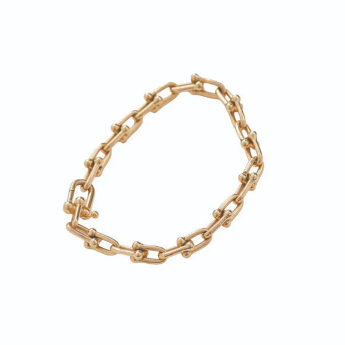 Tiffany&Co. ティファニー ハードウェア スモール リンク ブレスレット イエローゴールド 1枚目