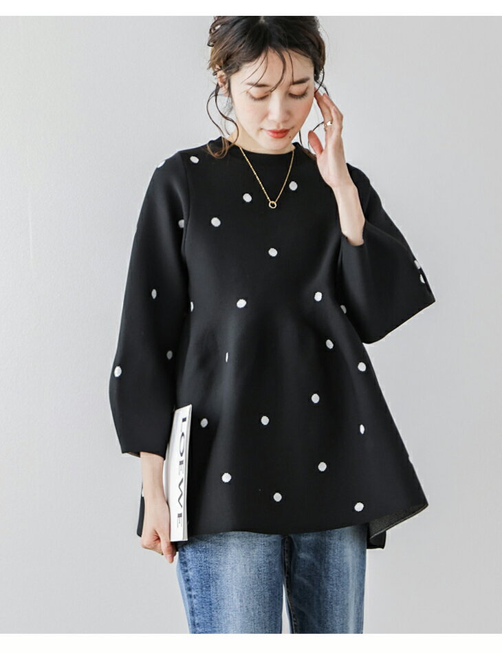 La-gemme（ラジエム） 【ラジュール×半額クーポン対象】Lajour made in Japan ラジュール トップス ニット ペプラム プルオーバー ハート ドット シーズンレス 着映え レディース フリーサイズ 2024春夏新作【laj-021】【予約販売：3月28日入荷予定順次発送】【送料無料】宅込 3枚目