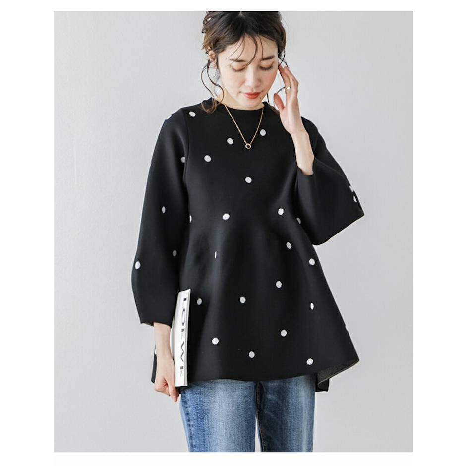 La-gemme(ラジエム) 【ラジュール×半額クーポン対象】Lajour made in Japan ラジュール トップス ニット ペプラム プルオーバー ハート ドット シーズンレス 着映え レディース フリーサイズ 2024春夏新作【laj-021】【予約販売:3月28日入荷予定順次発送】【送料無料】宅込 3枚目