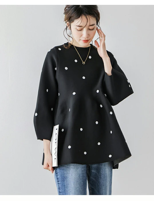 La-gemme(ラジエム) 【ラジュール×半額クーポン対象】Lajour made in Japan ラジュール トップス ニット ペプラム プルオーバー ハート ドット シーズンレス 着映え レディース フリーサイズ 2024春夏新作【laj-021】【予約販売:3月28日入荷予定順次発送】【送料無料】宅込 3枚目