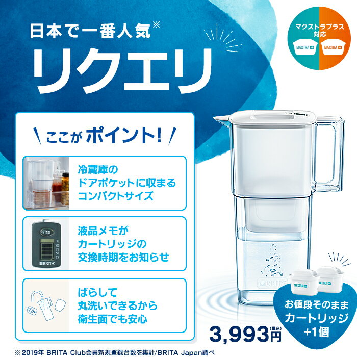 BRITA 【レビュー特典あり】[数量限定] 公式 浄水器のブリタ ポット型浄水器 リクエリ増量パック マクストラプラス ピュアパフォーマンスカートリッジ2個付 ろ過水容量1.15L (全容量2.2L) | ブリタ カートリッジ 浄水ポット 浄水器 4枚目