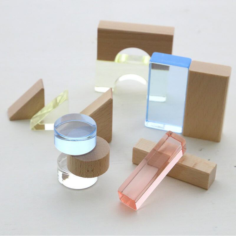 Lumiere Cubes アクリル＆木の積み木 26ピース(日本製) ベルビーアンファン 知育玩具 男の子 女の子 送料無料　クリスマスプレゼント　一歳　2歳　3歳　4歳　5歳　インテリア　おもちゃ　子供 木のおもちゃ インスタ 3枚目
