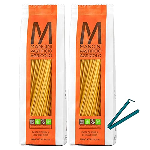 マンチーニ スパゲッティーニ (1.8mm) 1kg ×2個 セット + 便利な袋止めクリップ付 パスタ スパゲッティ 1枚目
