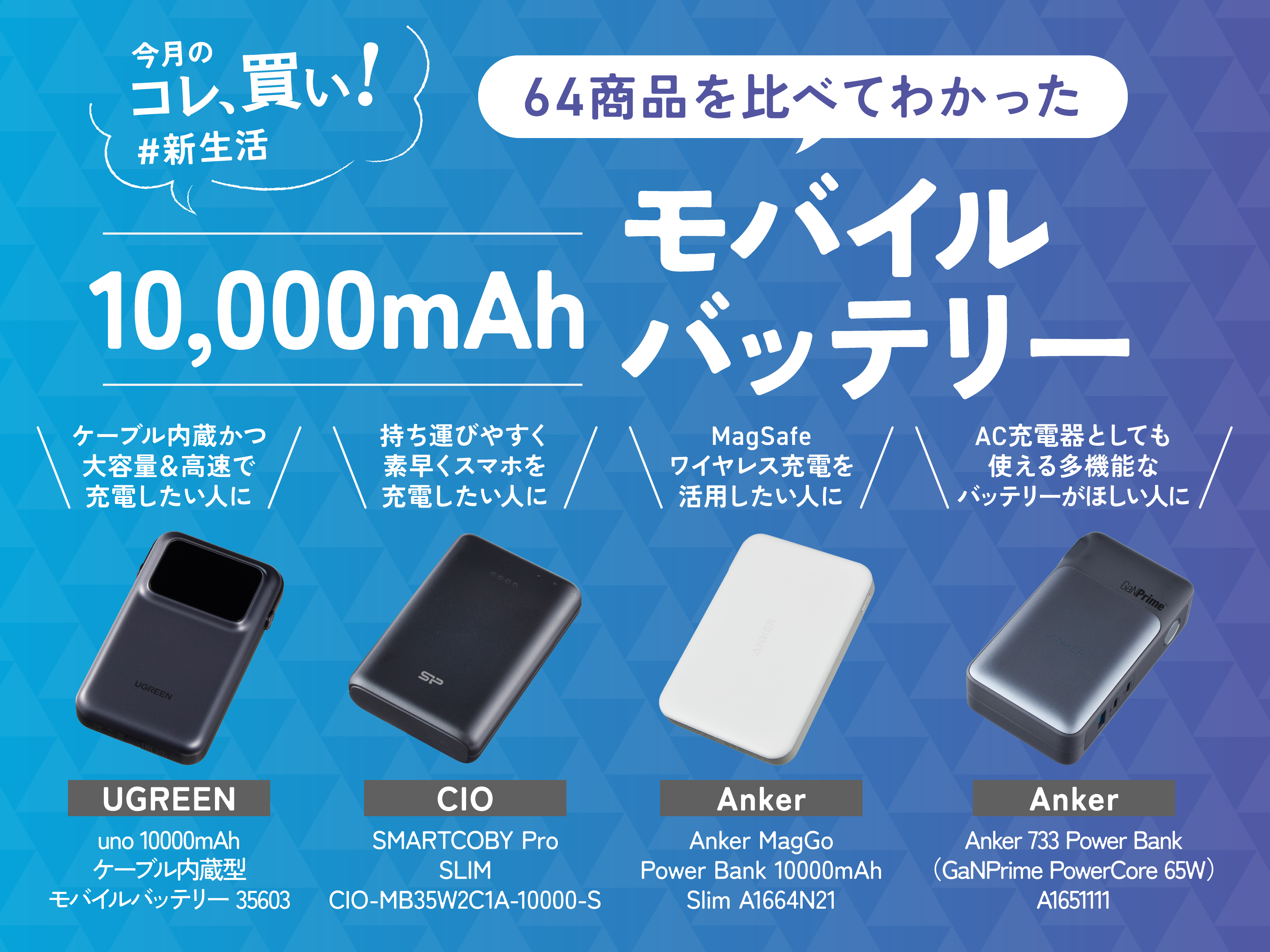CIO モバイルバッテリー コンセント 一体型 65W 急速充電器 急速充電