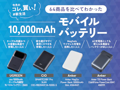 Anker?CIO?私のモバイルバッテリー弱過ぎ…って感じてる人、絶対こっちの方が最強だから使って欲しい【10,000mAhの64商品比較】
