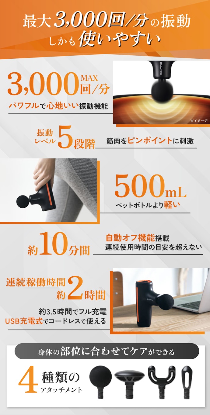 コンパクトながらパワフルな振動