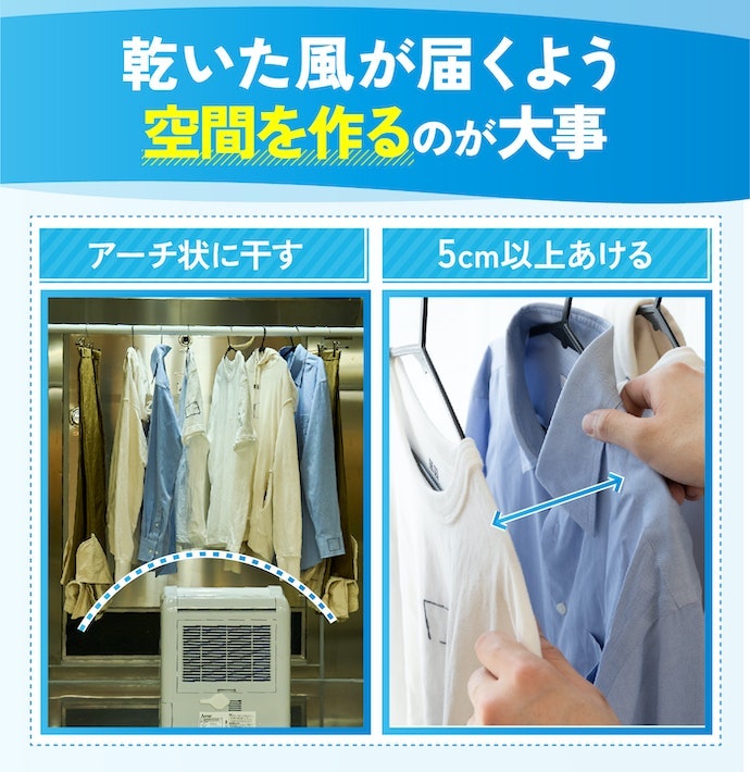 部屋干しで乾きやすくするには?