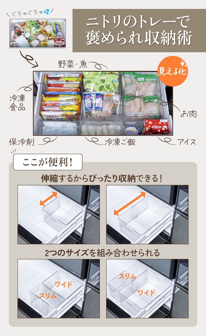 はじめに結論!自宅の冷凍庫にシンデレラフィット!中身の見える化で冷凍庫がスッキリ大変身