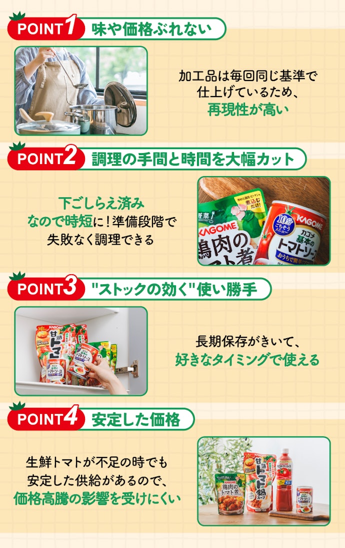 はじめに結論!トマト加工品の魅力は4つ!