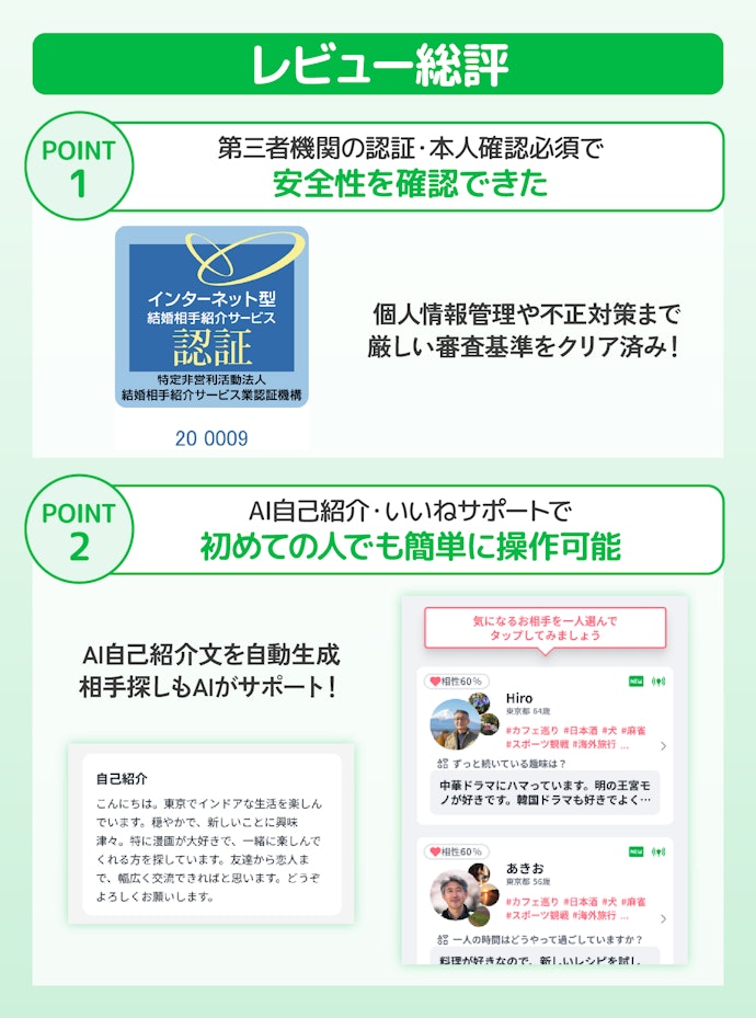はじめに結論!50歳以上に特化した設計と充実した安全対策で、始めやすいサービスだった!