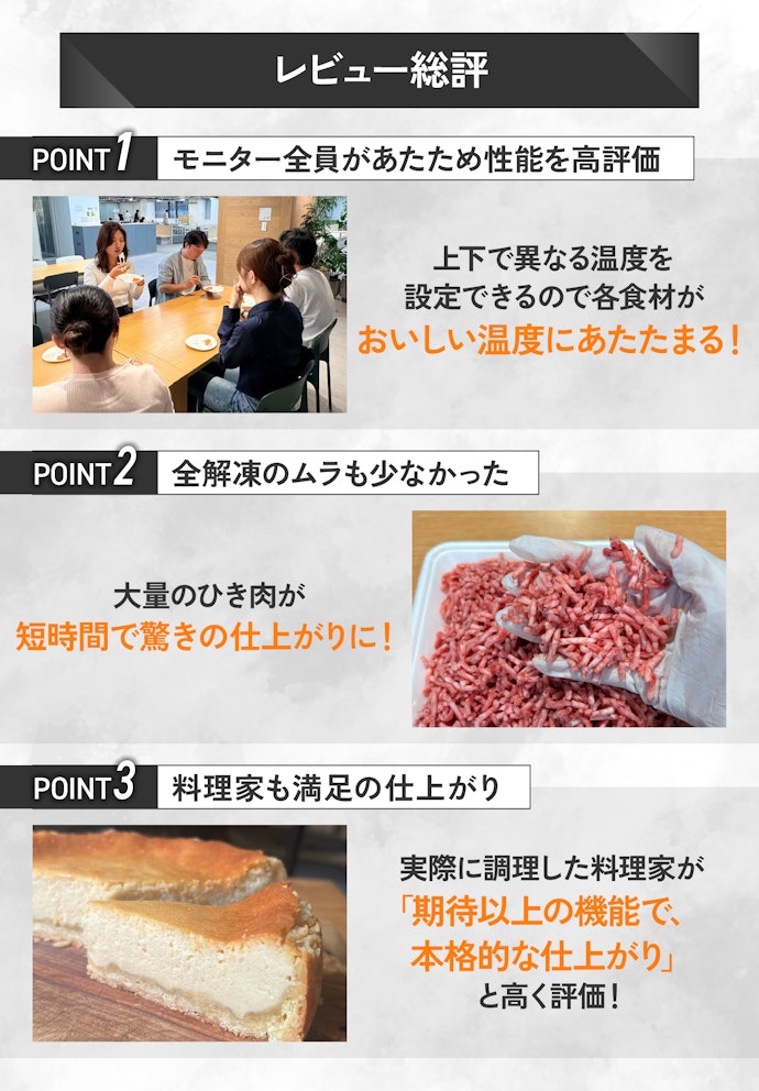 あたためも調理も1台でこなせて、仕上がりも本格的なオーブンレンジだった