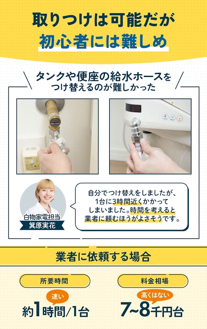 温水洗浄便座の取りつけは自分でできるの?
