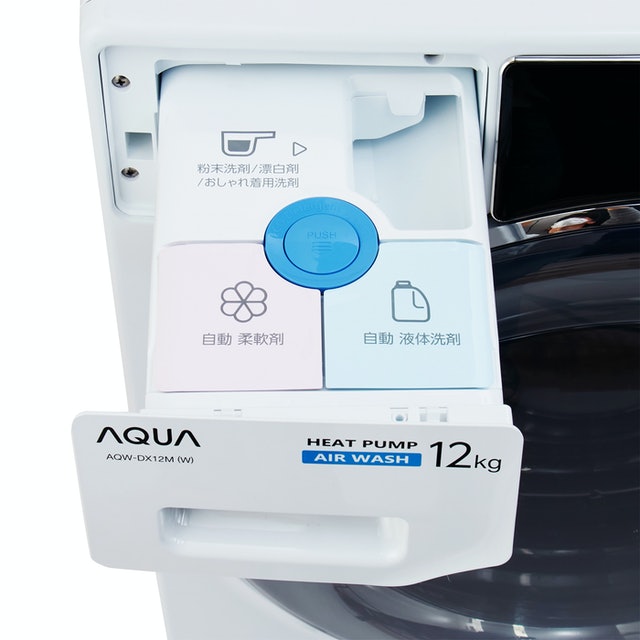 AQW-DX12M（W) AQUA ドラム式洗濯乾燥機　12kg まっ直ぐドラム AQUA ドラム式洗濯乾燥機 洗濯12kg 乾燥6kg 右開き シルキーブラック