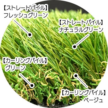 天然芝のような見た目を追求。パイルには4種類の色を使用
