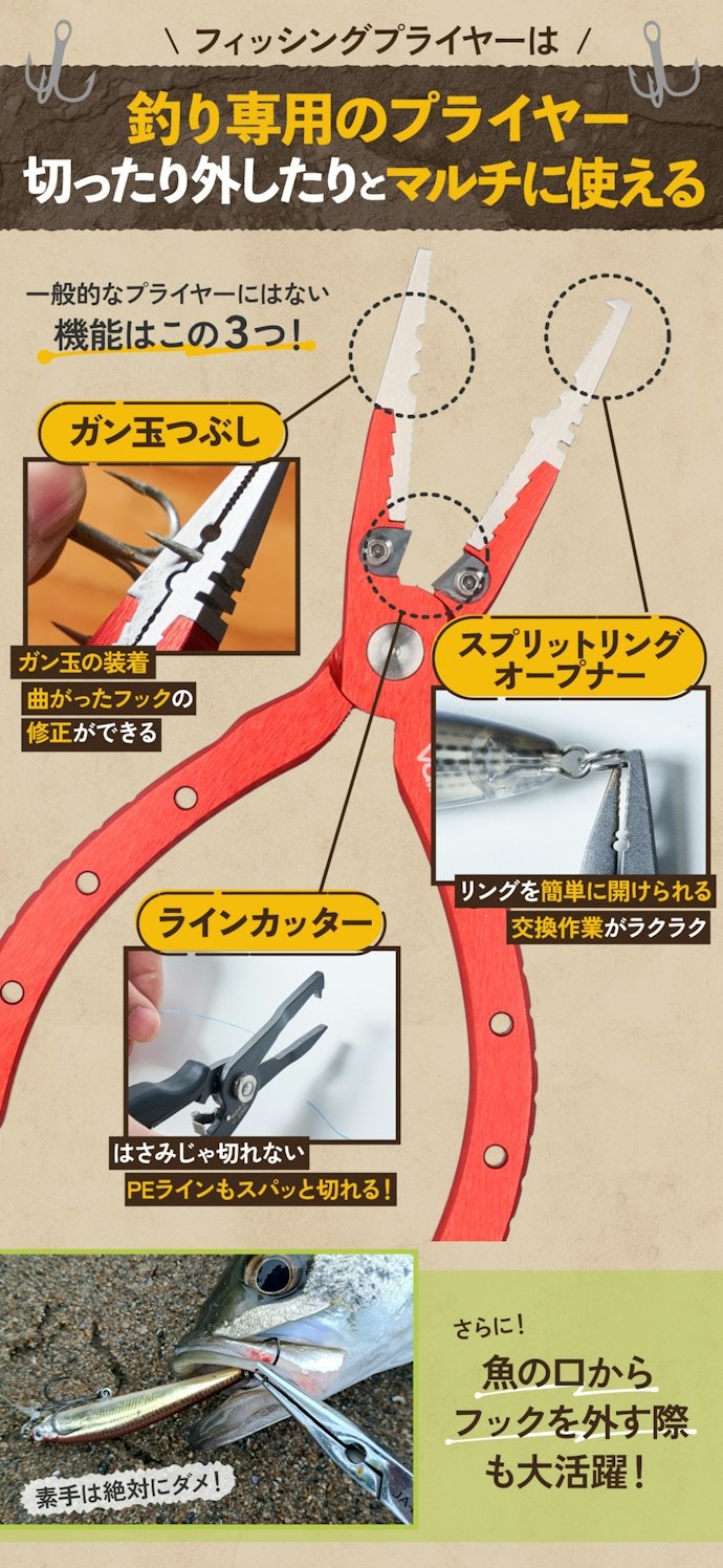 フィッシングプライヤーの使い方は?