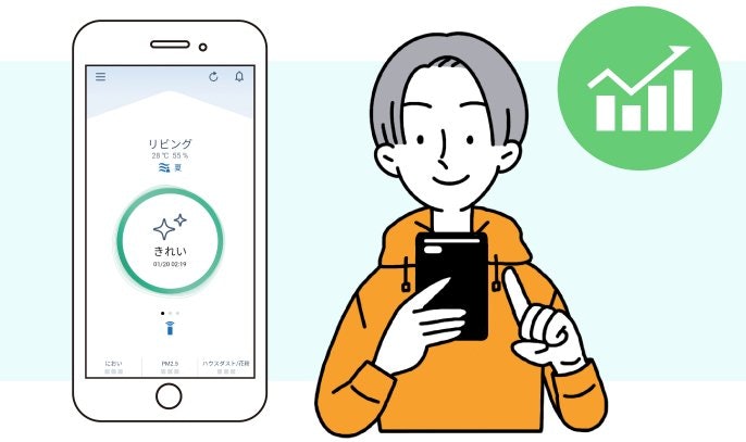 アプリ連携でもっと便利に。空気の状態を見える化できる