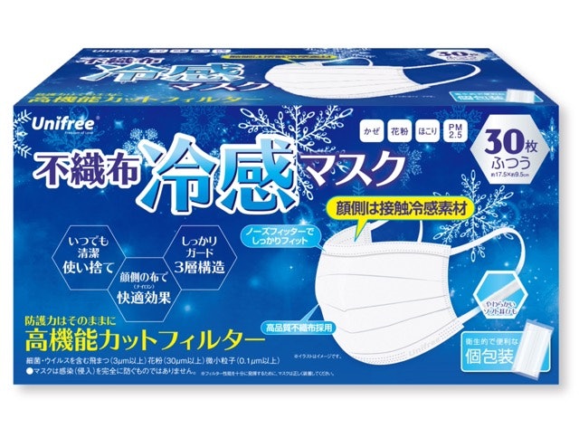 プリーツ型の使い捨てマスク。耳紐は平状