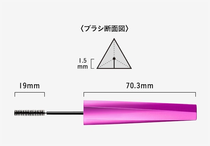 極細三角ブラシが、細かいまつげをしっかりキャッチ