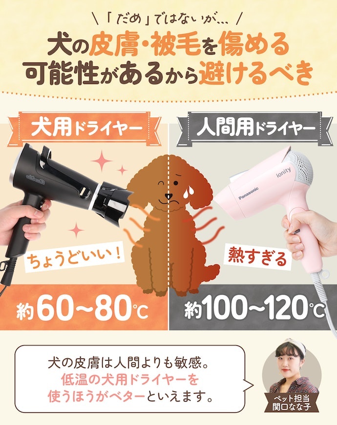 人間用のドライヤーを使ってはだめ?
