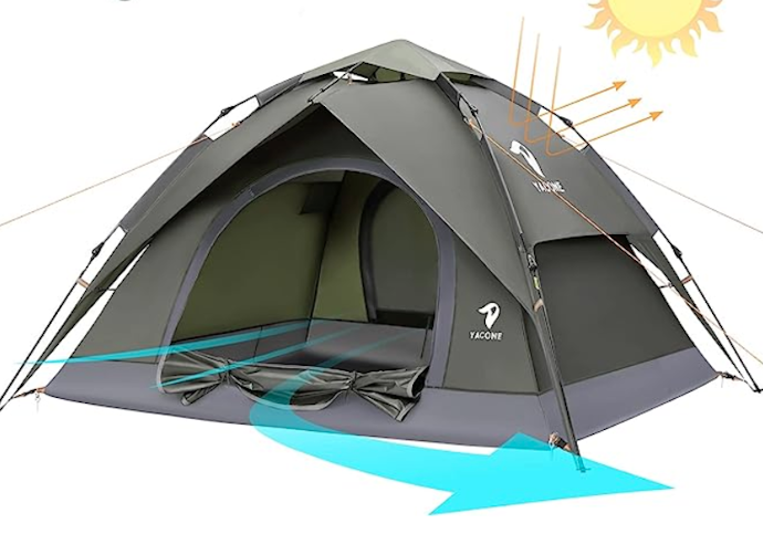 YACONE テント ワンタッチテント 3~4人用 2WAY テント 二重層 YACONE テント ワンタッチテント 3~4人用 2WAY テント 二重層