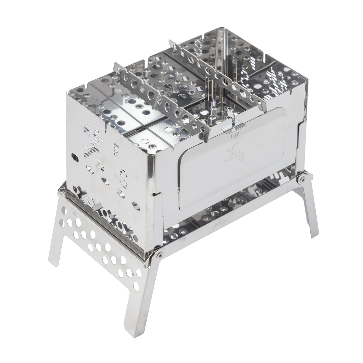 笑S（ショウズ）B6チタニウム焚き火グリルアルミ製の波型プレートも