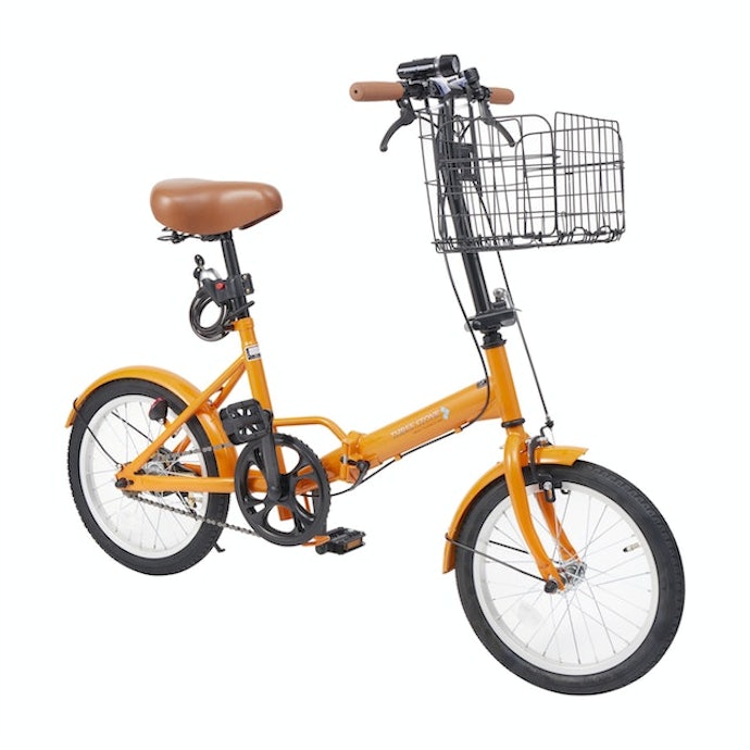 TRmini 20吋バスケット付き折り畳み自転車 シングル/オレンジ 
