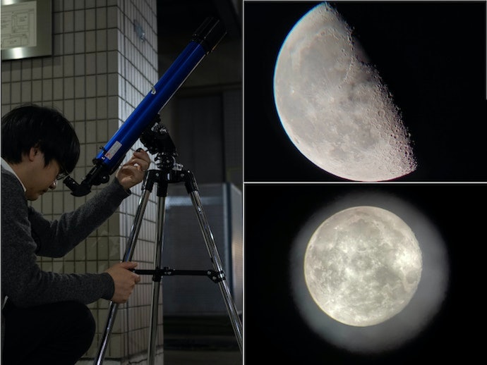 月のクレーターや輪郭がくっきりと見える。解像感・コントラストともに良好