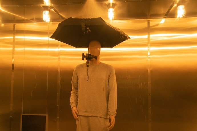 直径106cmの大きな傘で雨をガード。雨漏りもみられない
