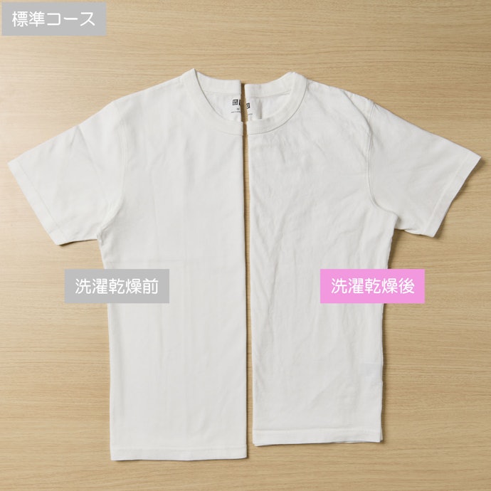 Tシャツに大きな縮みはない。袖丈・袖口・裾幅はほぼ変化がなかった