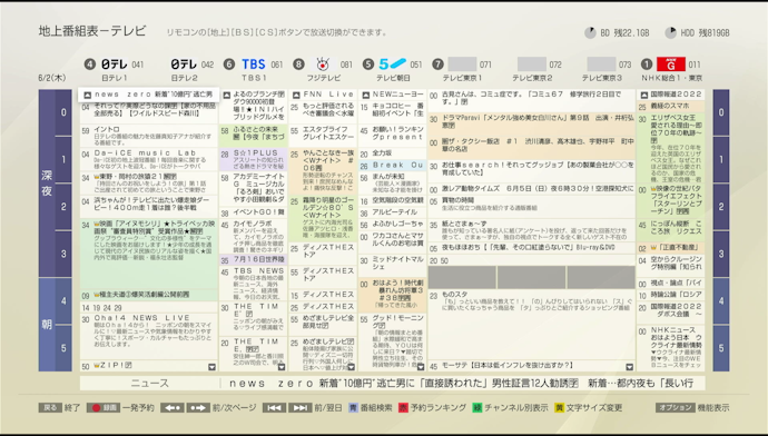 番組表は鮮やかで文字もくっきり。目当ての番組を探しやすい