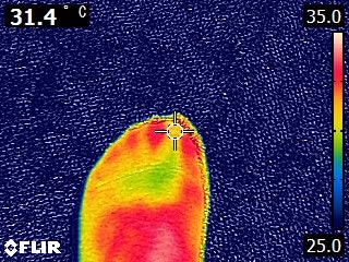 爪先は着用前と比べ7.4℃上昇。足全体が温かい