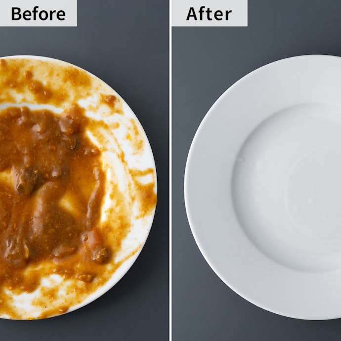 予洗いしなくてもカレーやごはん粒の汚れをしっかり落とせた