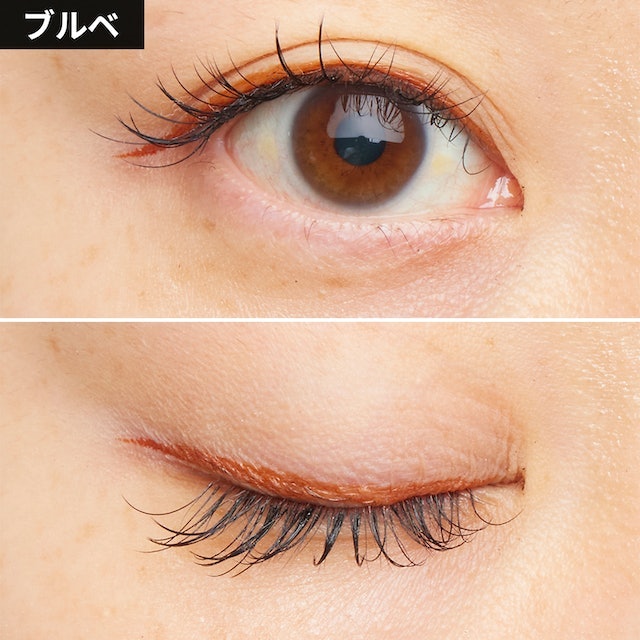 イエベ肌に比べると発色は暗め。ブルベ肌にもなじみやすい