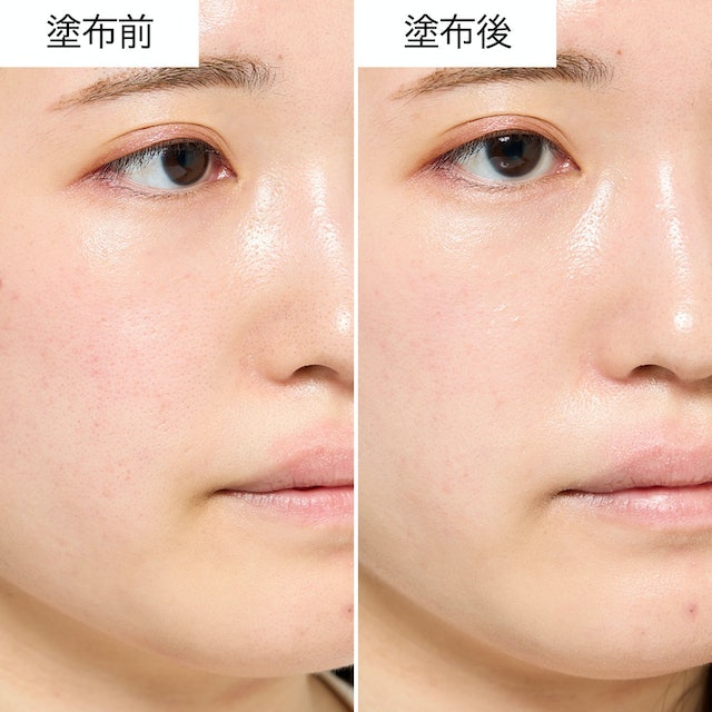 みずみずしいツヤ肌に仕上がった。厚塗り感なく肌になじむ