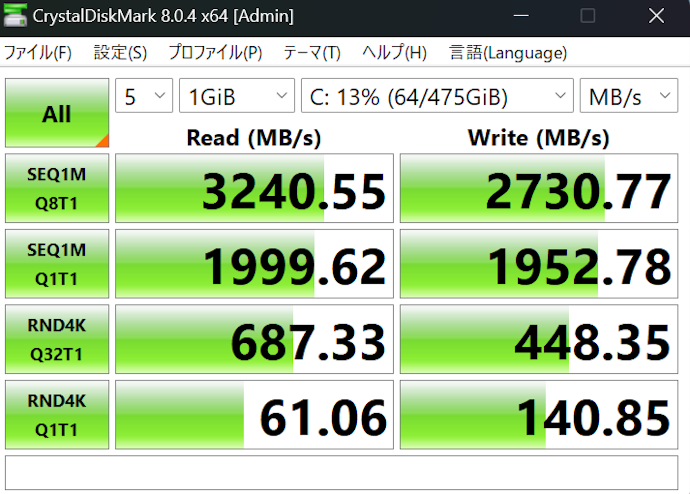 128GBのSSDを搭載。読み書きともに高速