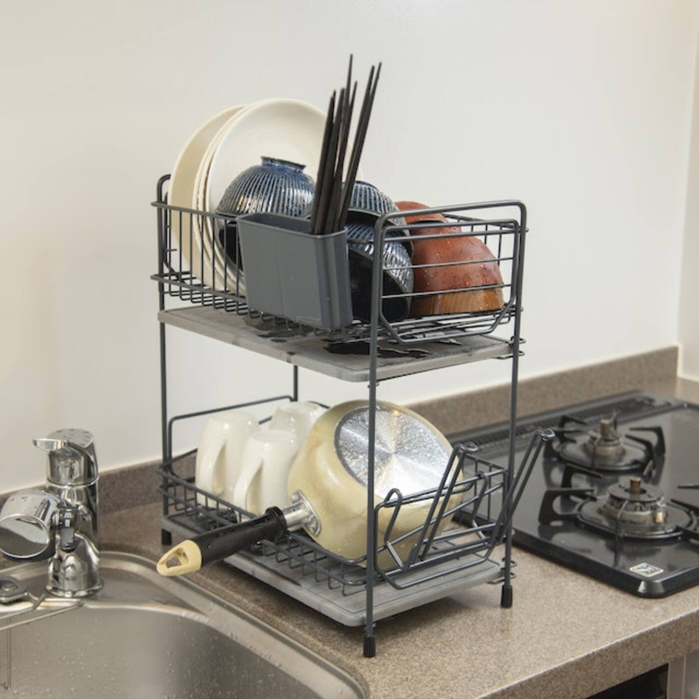 【即決】■パール金属 食器 水切り かご 2段 ステンレス アクティア H-6109 パール金属 アクティア ステンレス製 2段式水切りバスケット