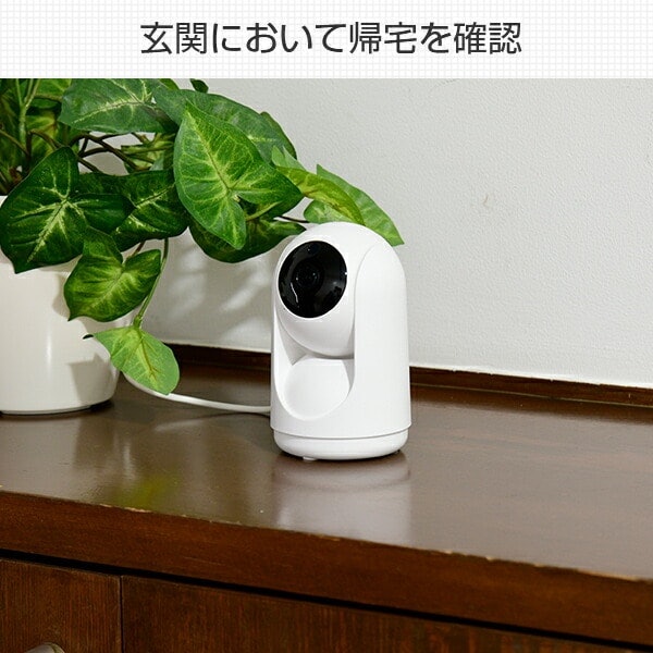 首振り角度が広く、広範囲を撮影できる。部屋中を確認しやすい